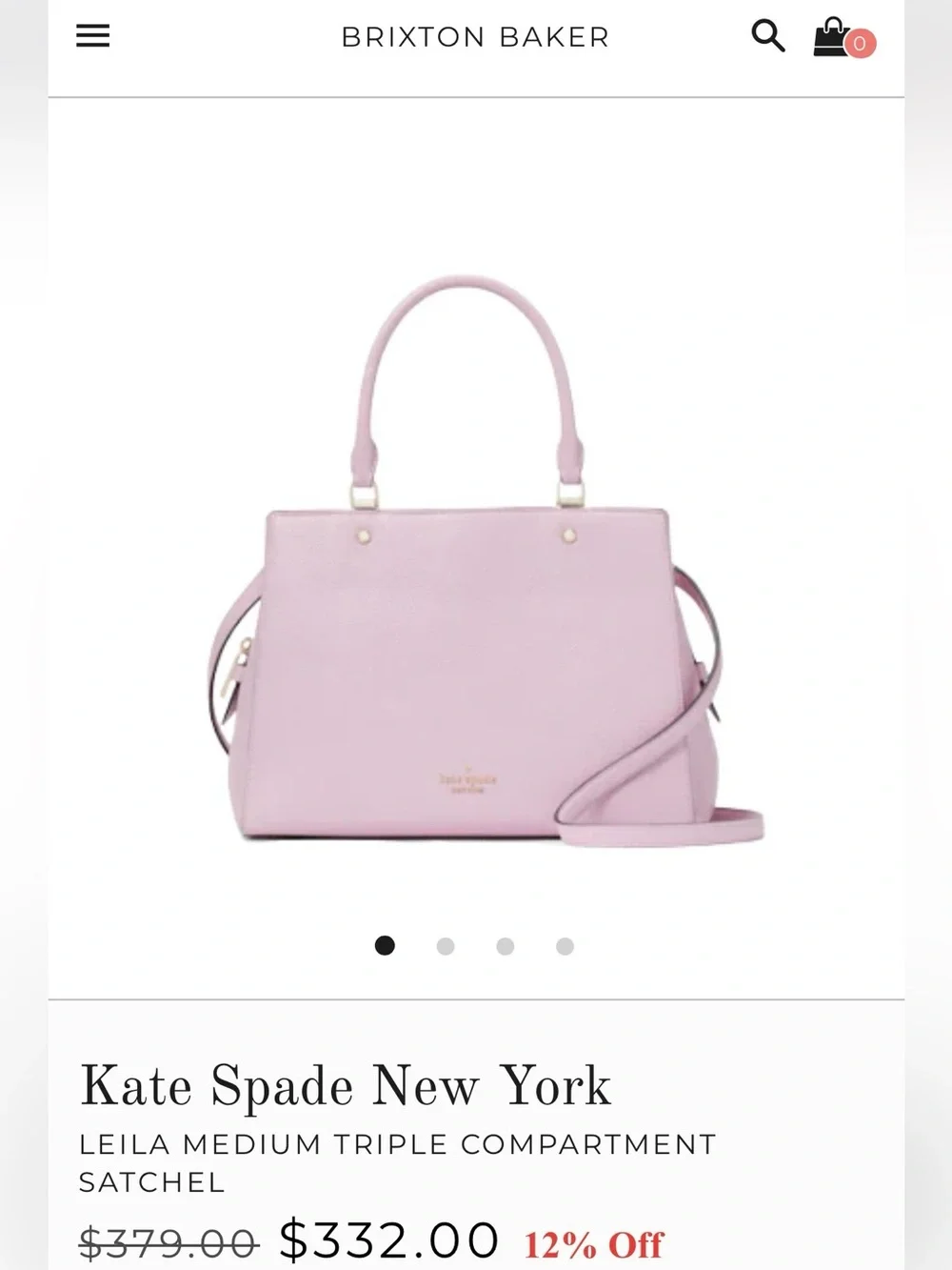 Kate Spade Leila Medium Triple Compartment Satchel in a pastel pink